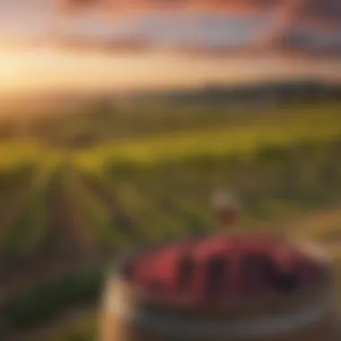Vineyards: The Heart of Wine Production A tranquil vineyard scene during sunset