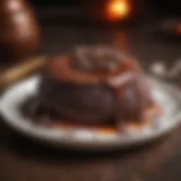 Decadent molten lava cake with rich chocolate oozing from the center