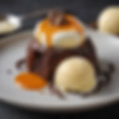 Homemade Lava Cake Delight Homemade lava cake topped with a scoop of vanilla ice cream