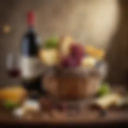 An elegant wine and cheese basket featuring artisanal selections