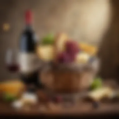 An elegant wine and cheese basket featuring artisanal selections