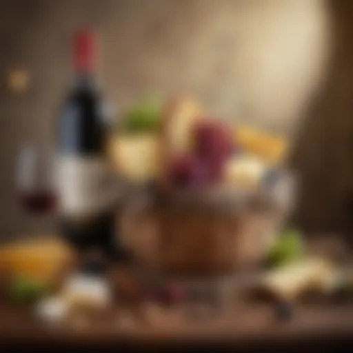 An elegant wine and cheese basket featuring artisanal selections