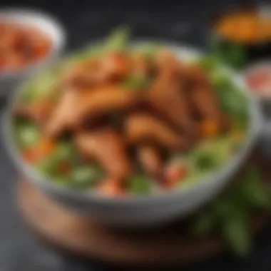 A beautifully arranged bowl of wings paired with a refreshing side salad